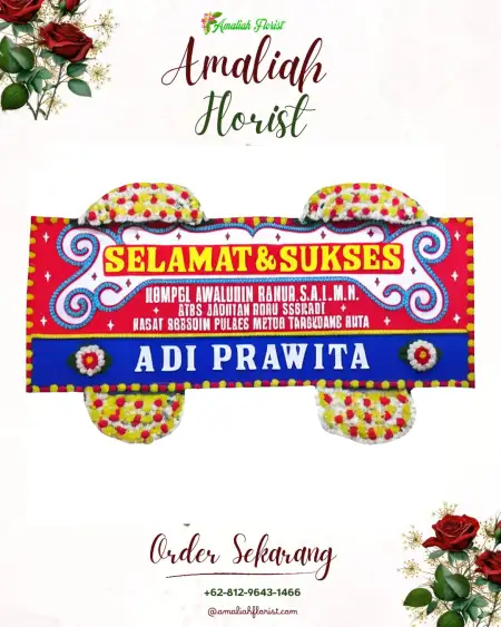 Papan Bunga Ucapan Selamat Biru